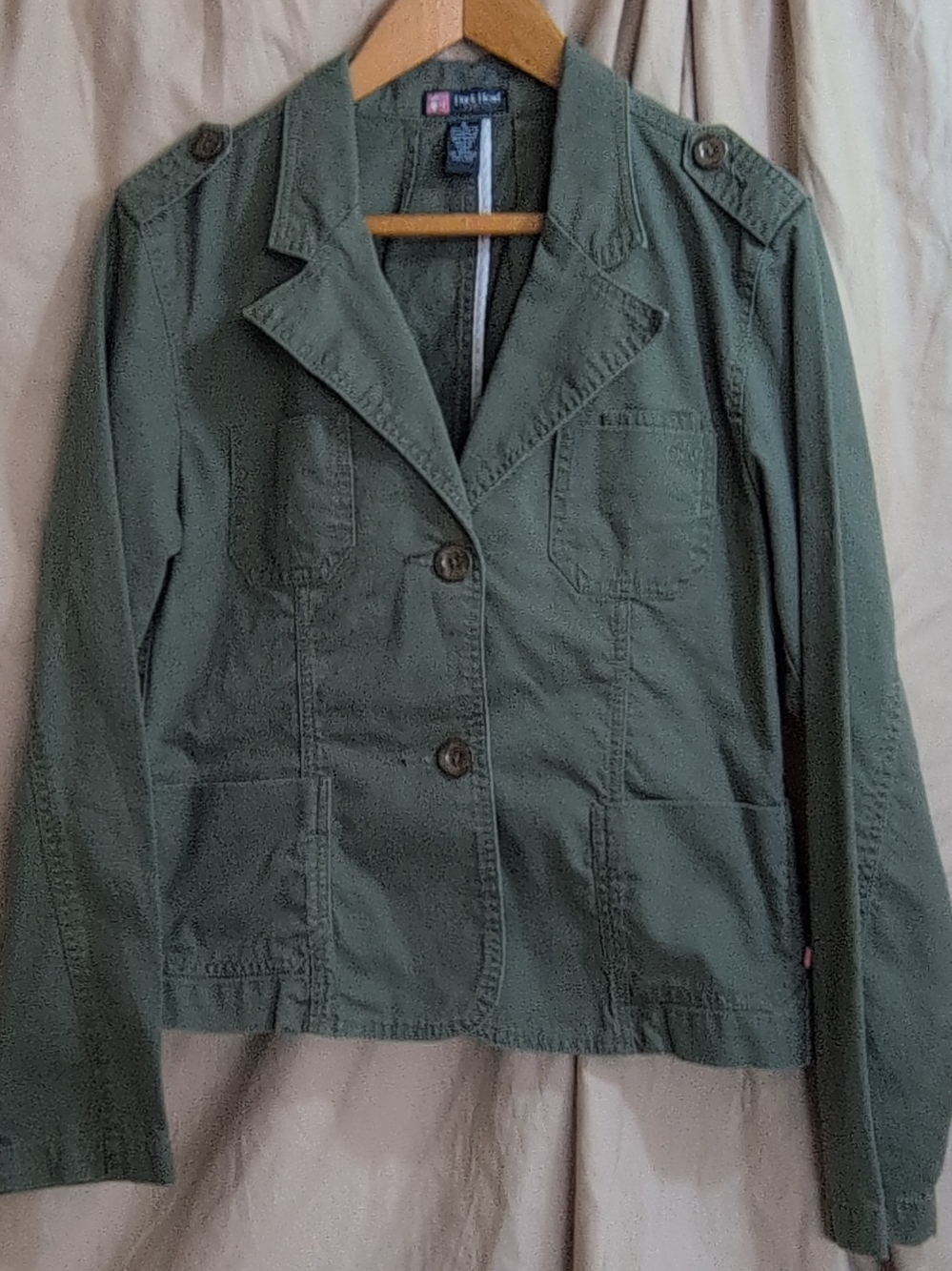 Y2K Duck Head JacketOlive Green Utility with Epaulets Streetwear, Military Insp